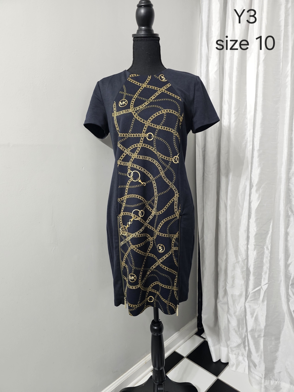 Michael Kors Black Dress with Gold Chain Motif